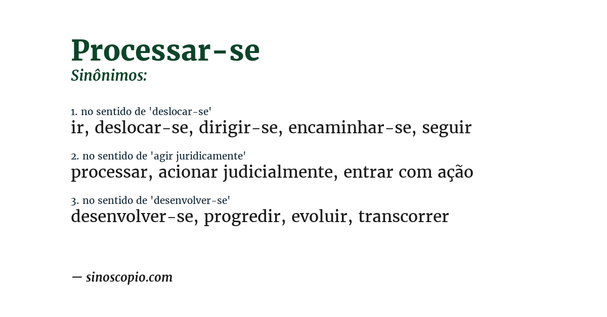 Sinônimo de processar-se
