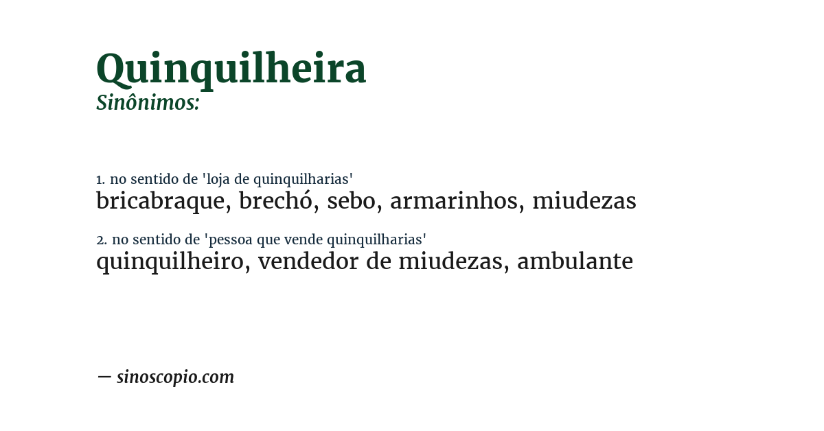 Sinônimo de quinquilheira