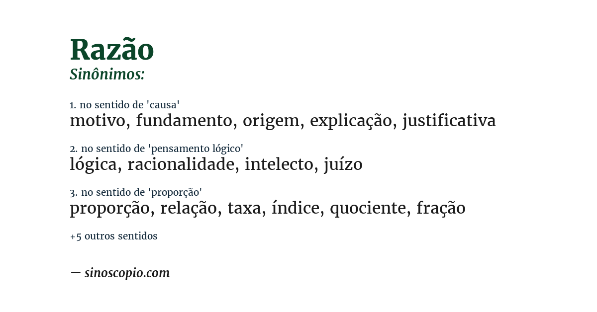 Sinônimo de razão
