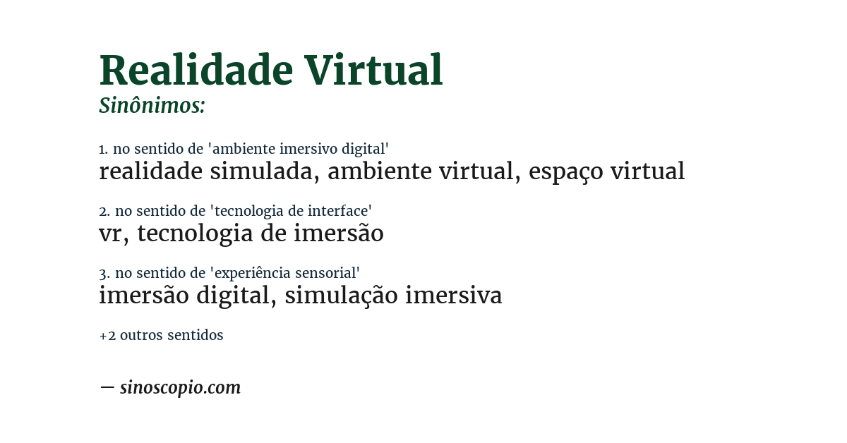 Sinônimo de realidade virtual
