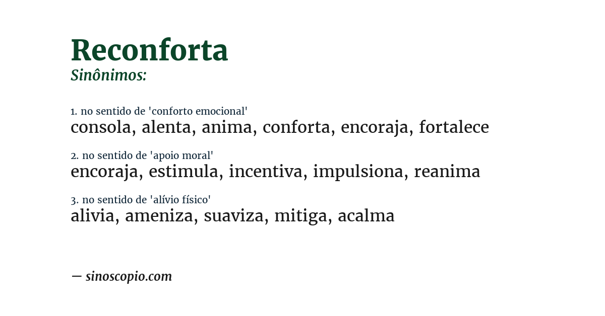 Sinônimo de reconforta