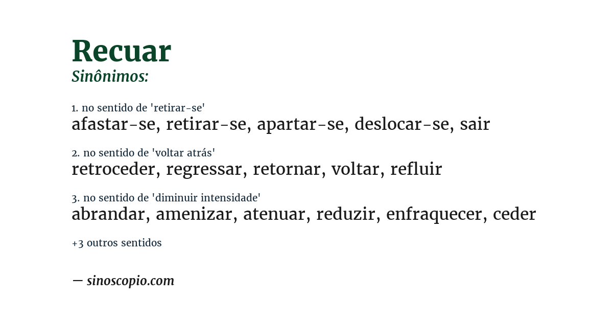 Sinônimo de recuar