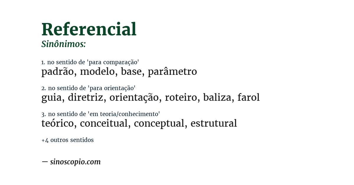 Sinônimo de referencial