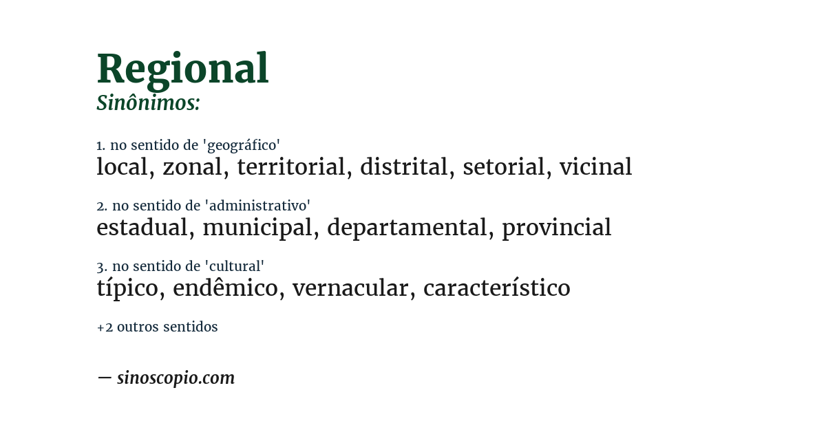 Sinônimo de regional