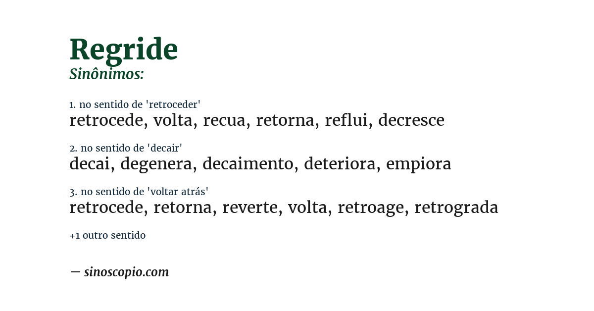 Sinônimo de regride
