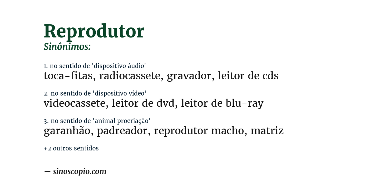 Sinônimo de reprodutor