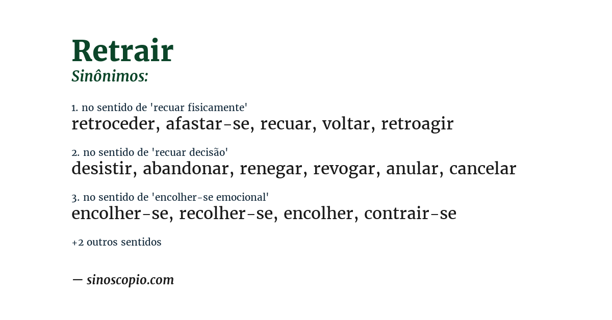 Sinônimo de retrair