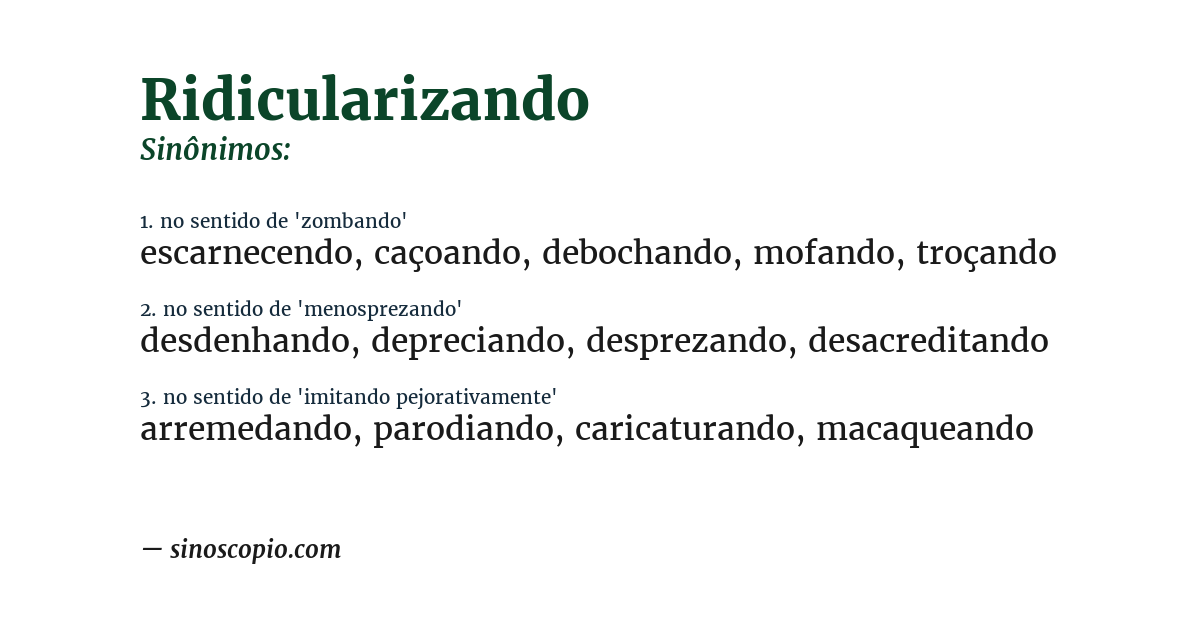 Sinônimo de ridicularizando