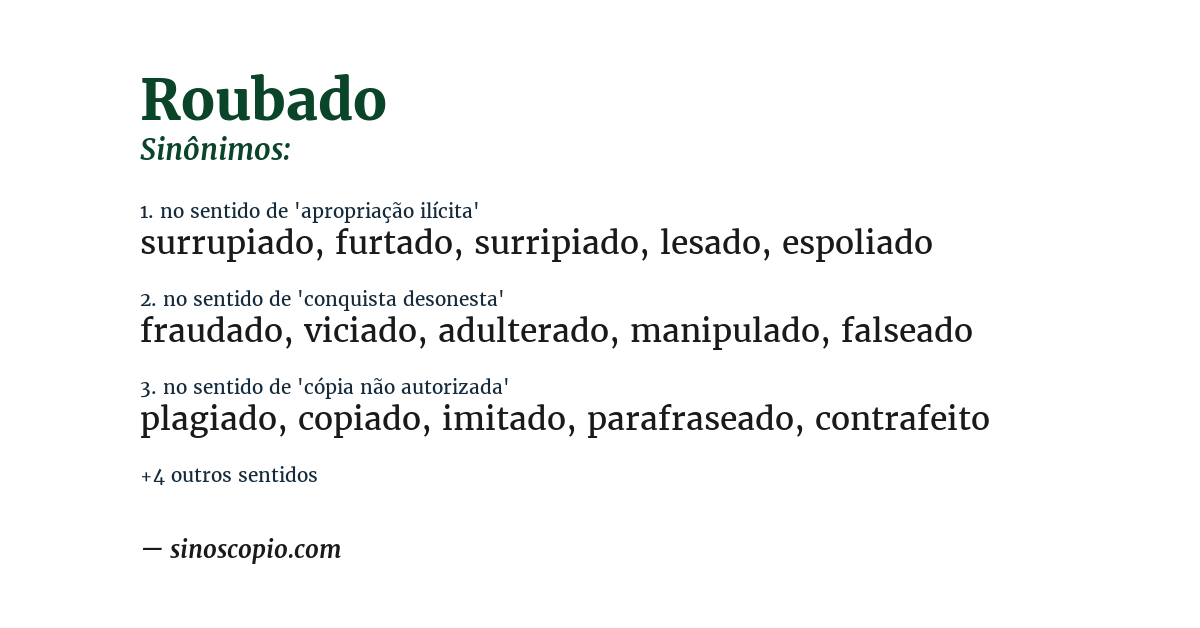 Sinônimo de roubado