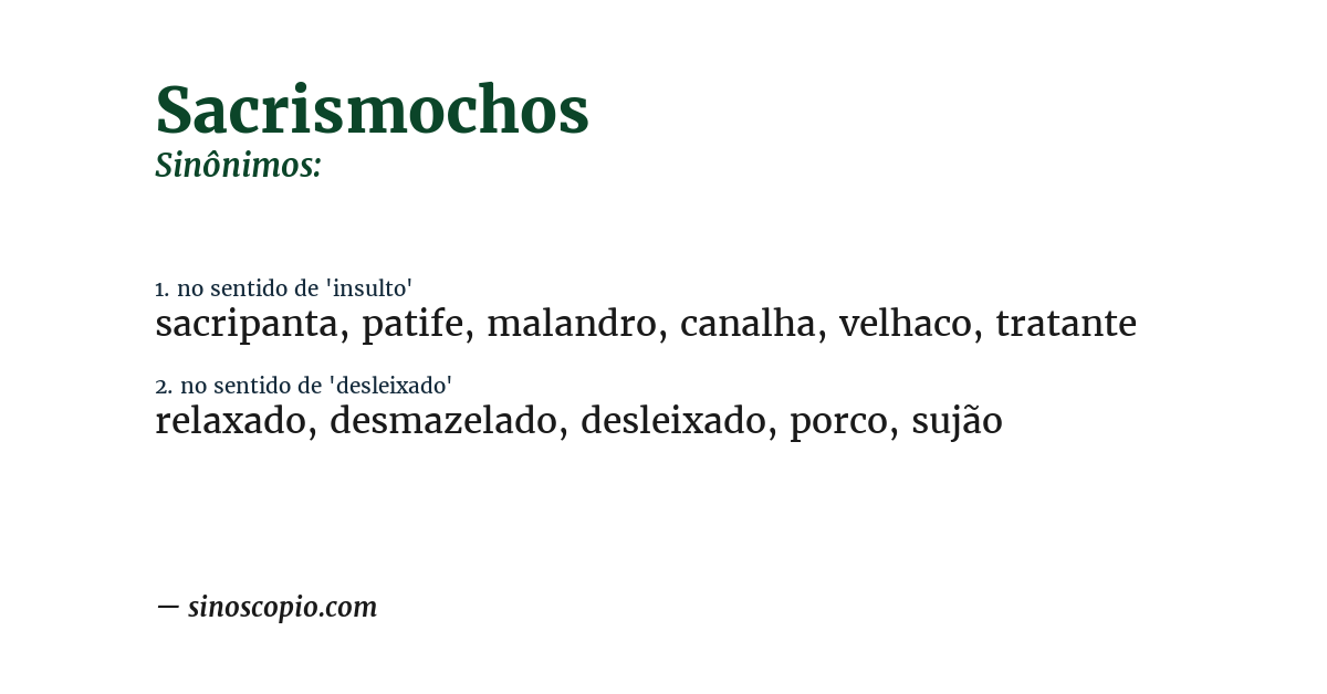 Sinônimo de sacrismochos