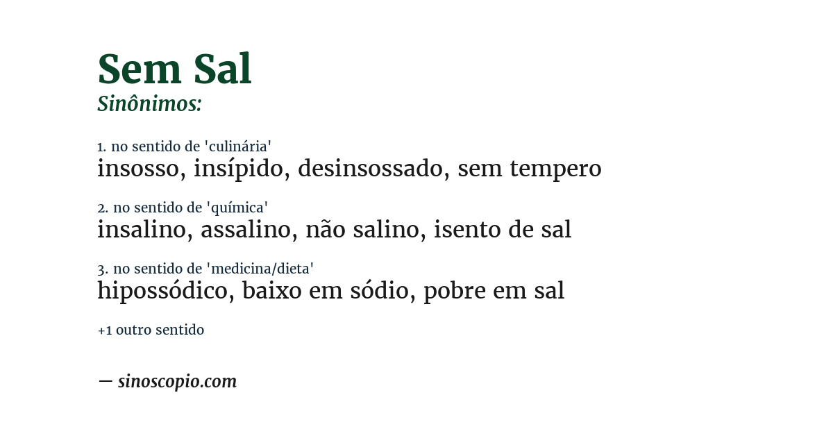 Sinônimo de sem sal