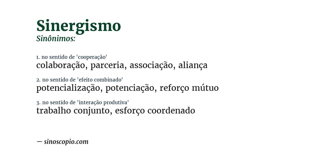 Sinônimo de sinergismo