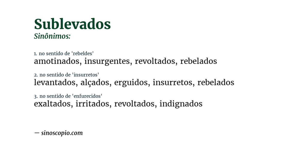Sinônimo de sublevados