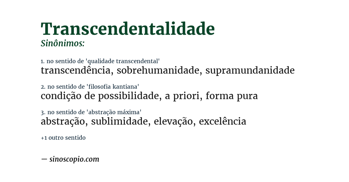 Sinônimo de transcendentalidade