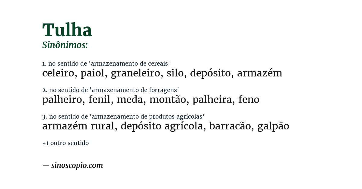 Sinônimo de tulha