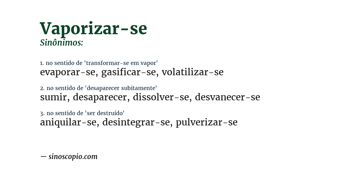 Sinônimo de vaporizar-se