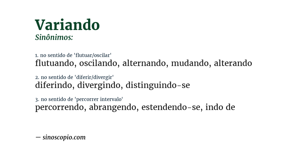 Sinônimo de variando
