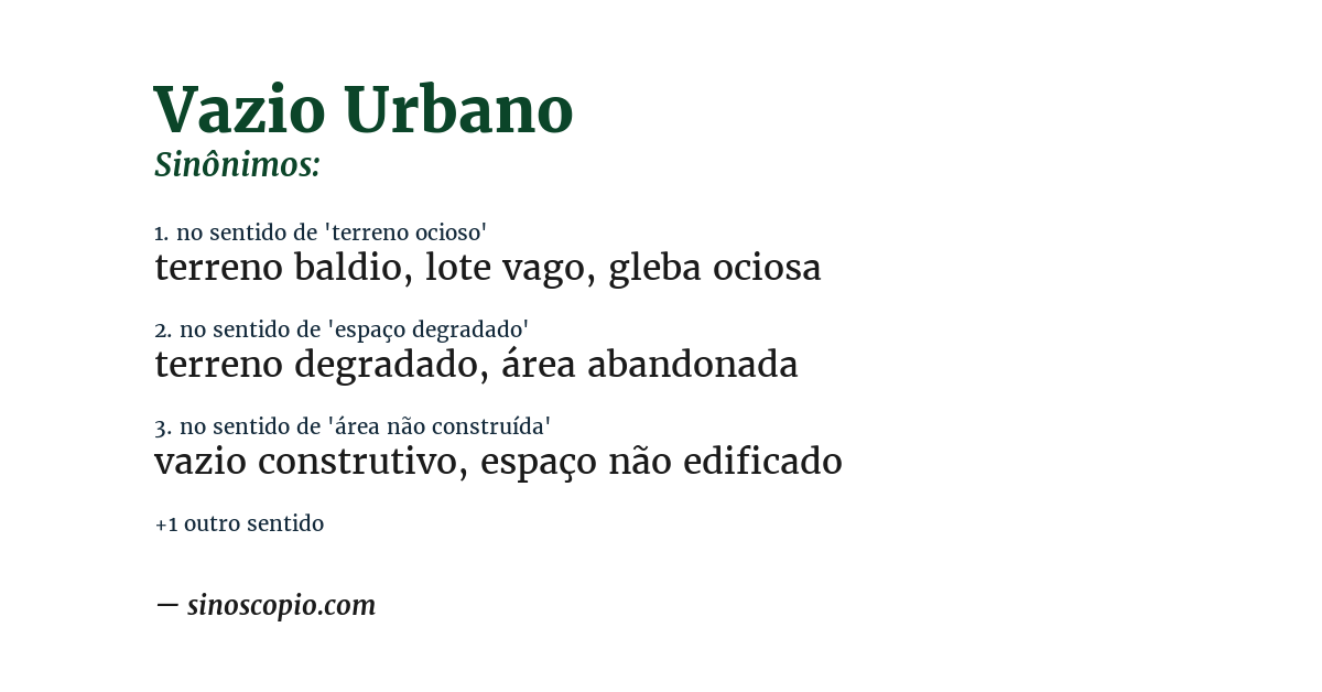 Sinônimo de vazio urbano