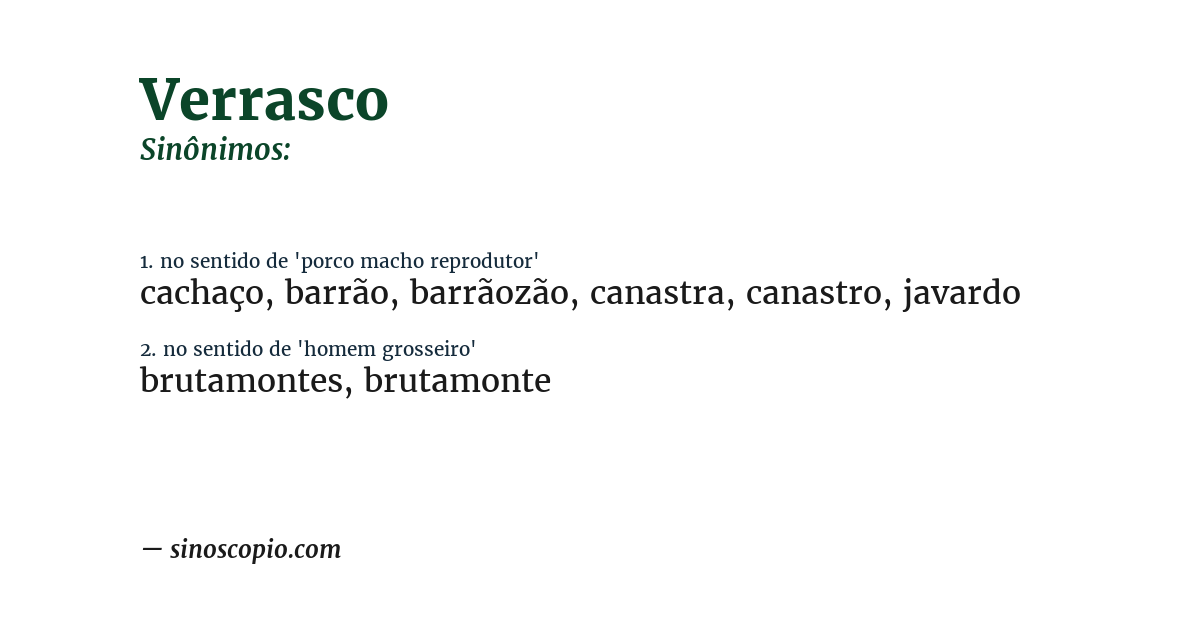 Sinônimo de verrasco