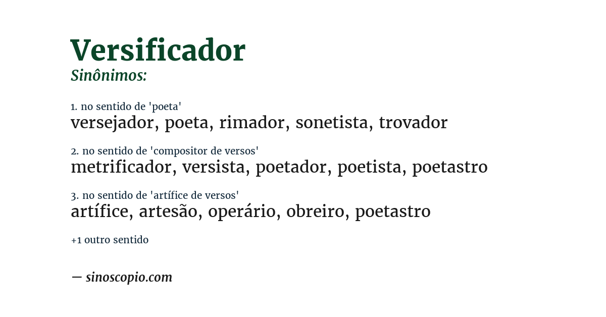 Sinônimo de versificador