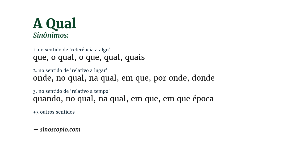 Sinônimo de a qual