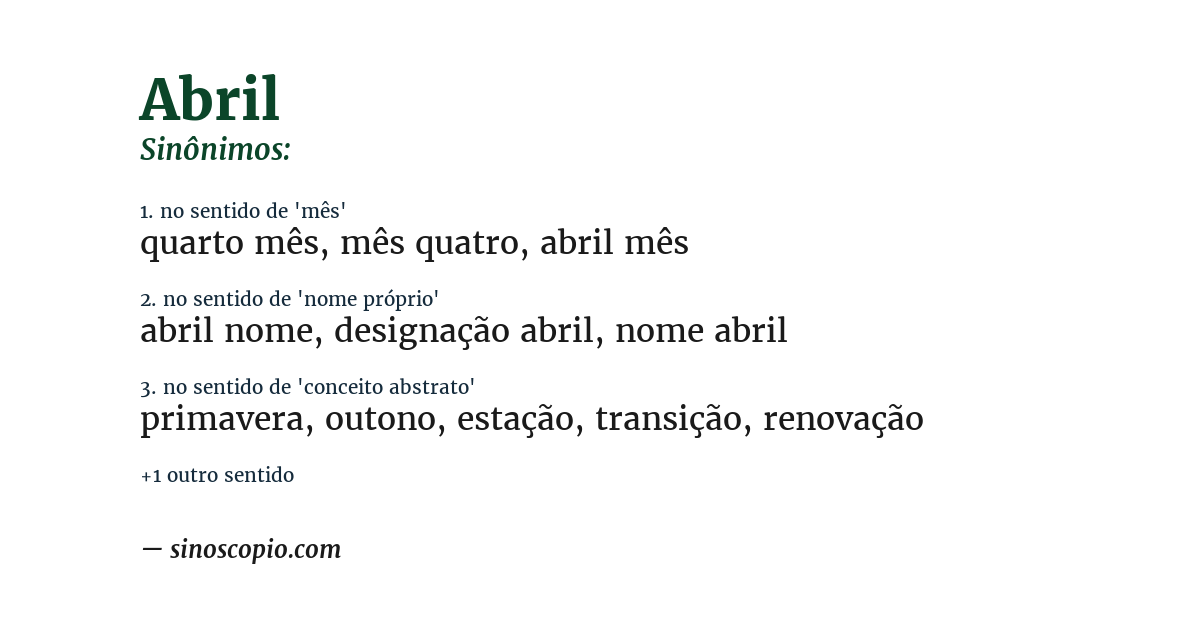 Sinônimo de abril