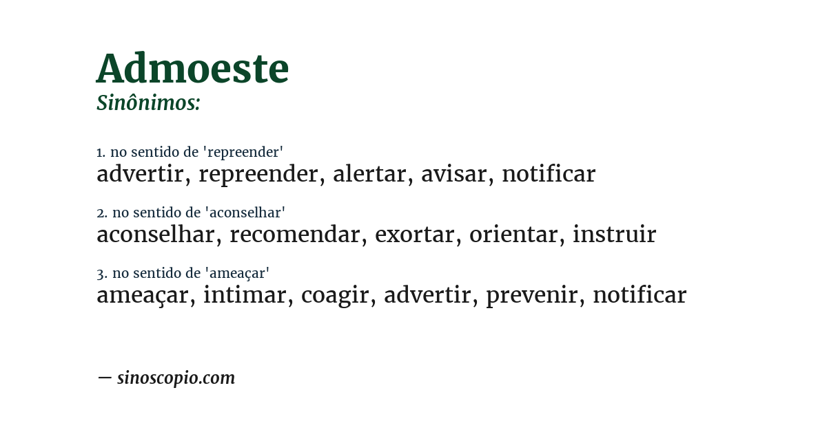 Sinônimo de admoeste