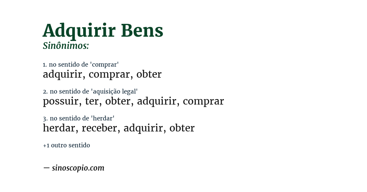 Sinônimo de adquirir bens