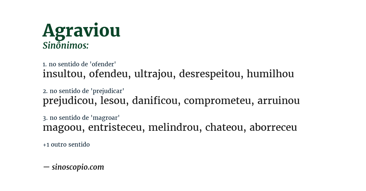 Sinônimo de agraviou