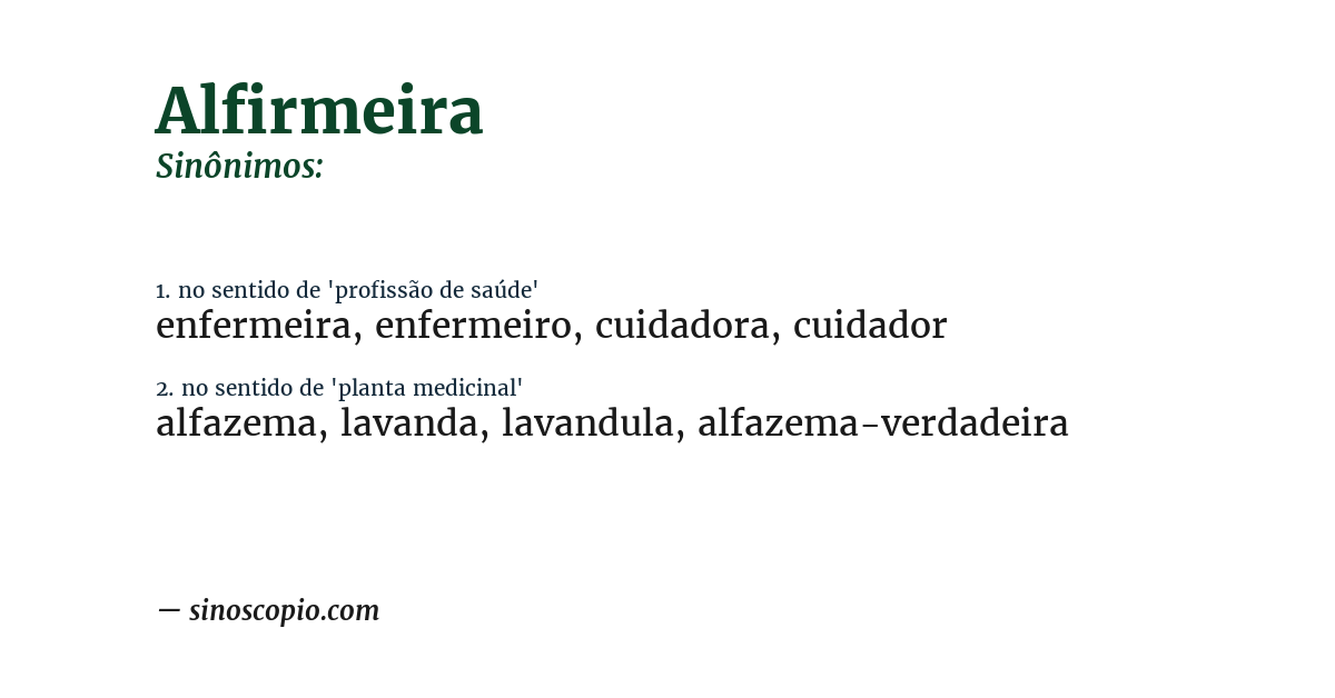 Sinônimo de alfirmeira