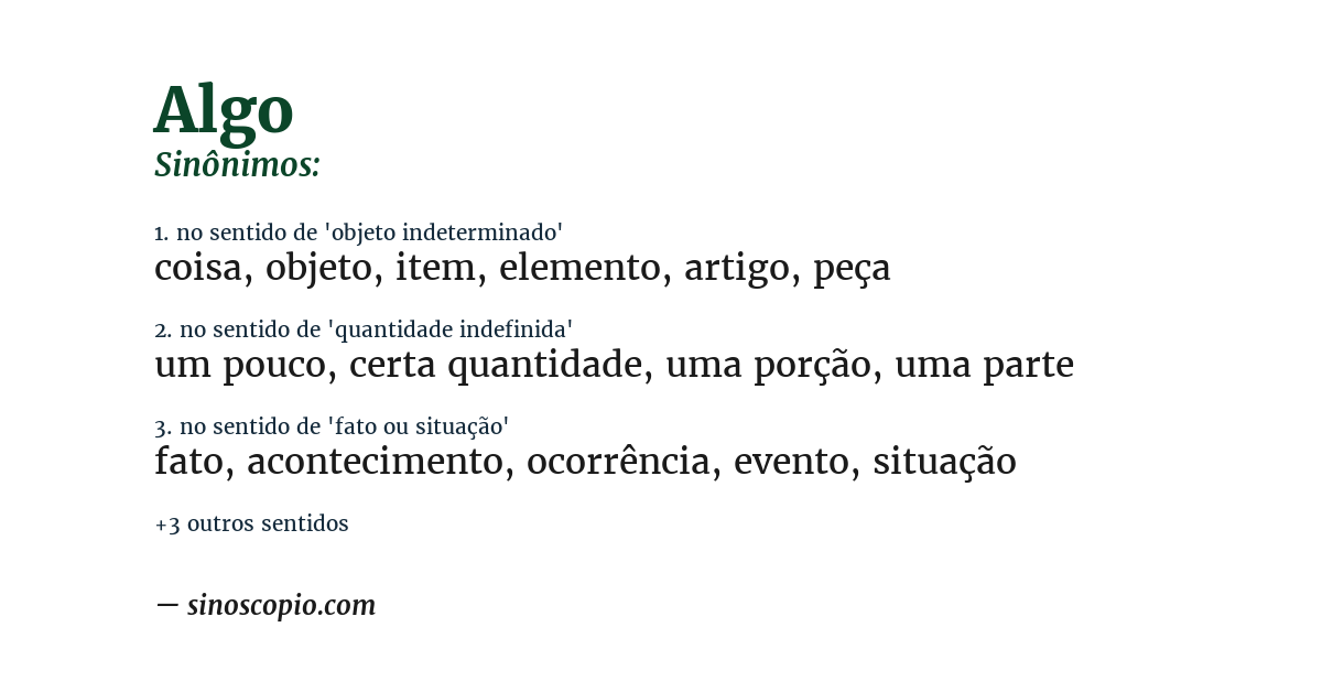Sinônimo de algo