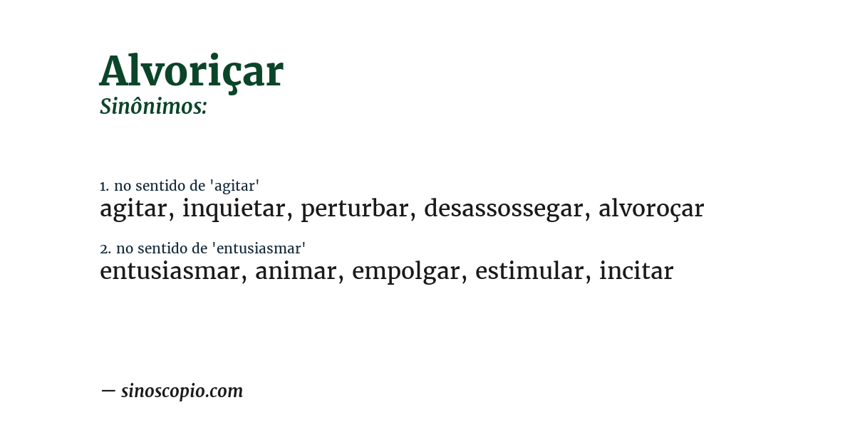 Sinônimo de alvoriçar