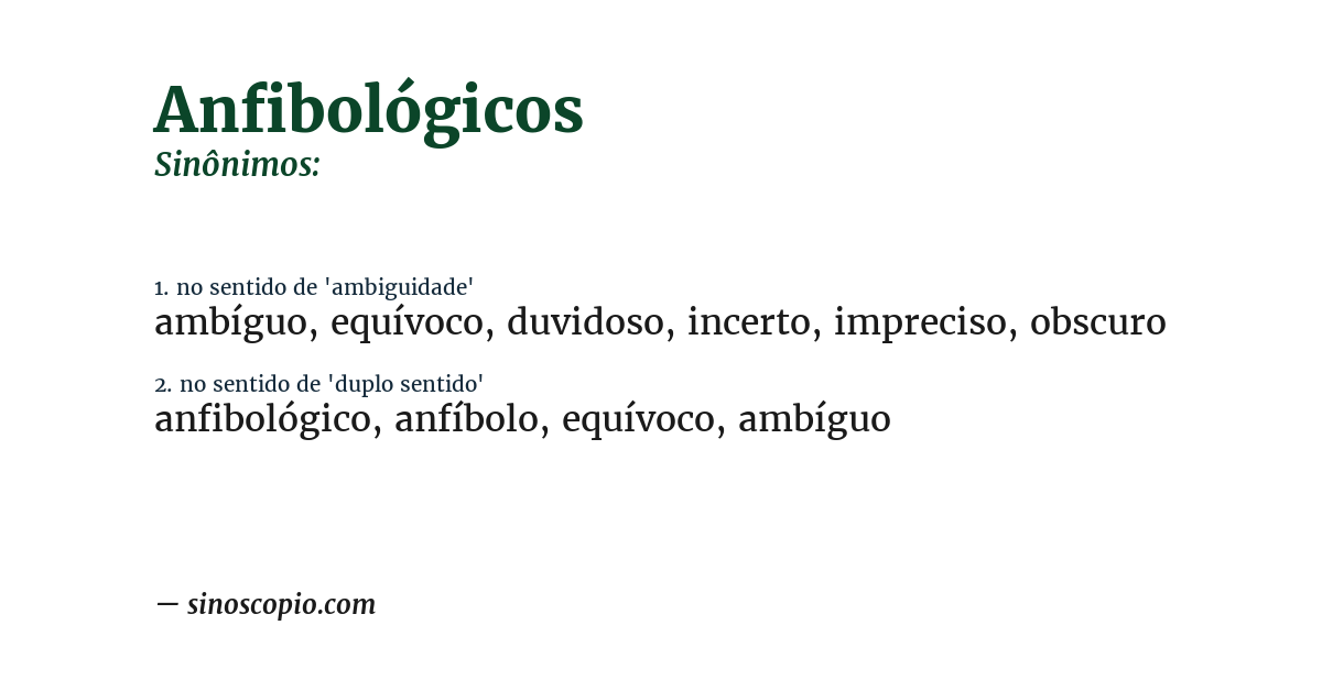 Sinônimo de anfibológicos