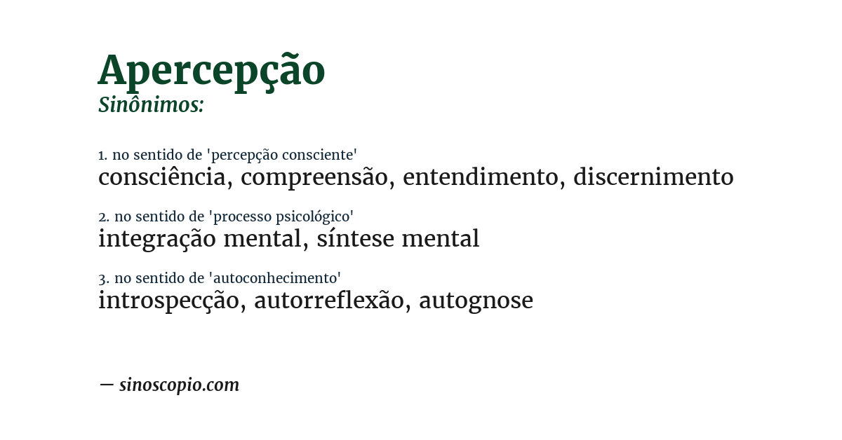 Sinônimo de apercepção