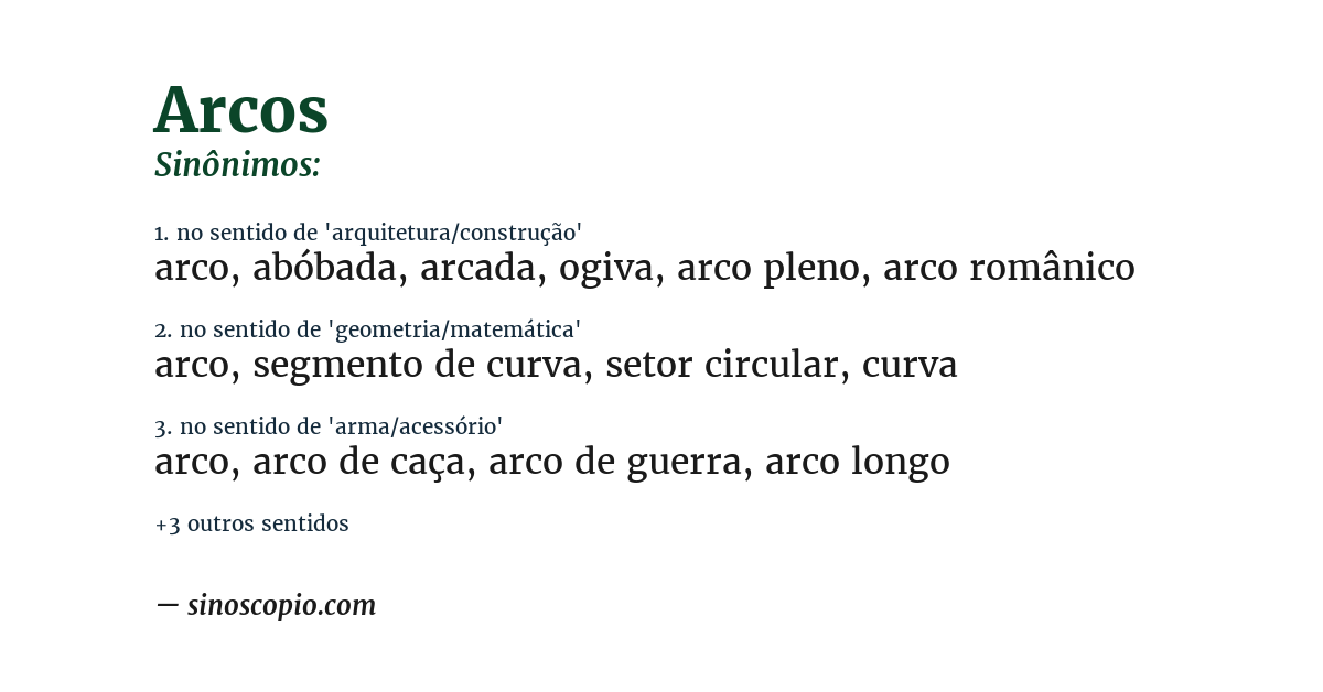 Sinônimo de arcos