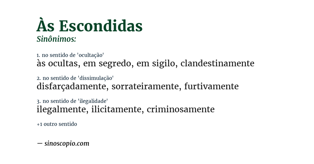Sinônimo de às escondidas