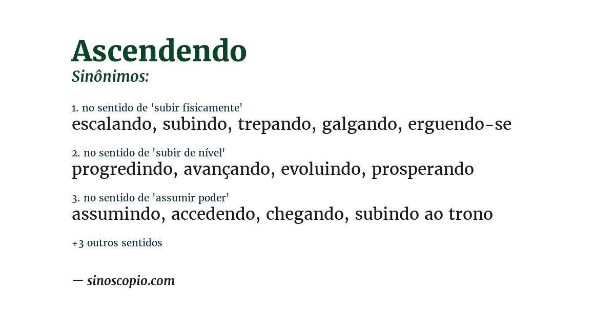 Sinônimo de ascendendo
