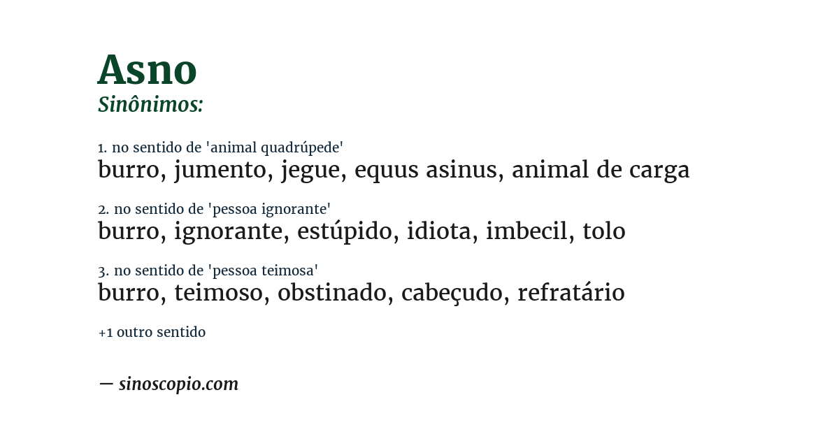 Sinônimo de asno