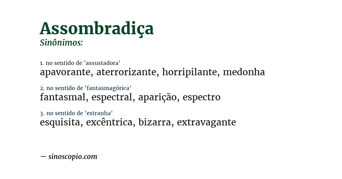 Sinônimo de assombradiça
