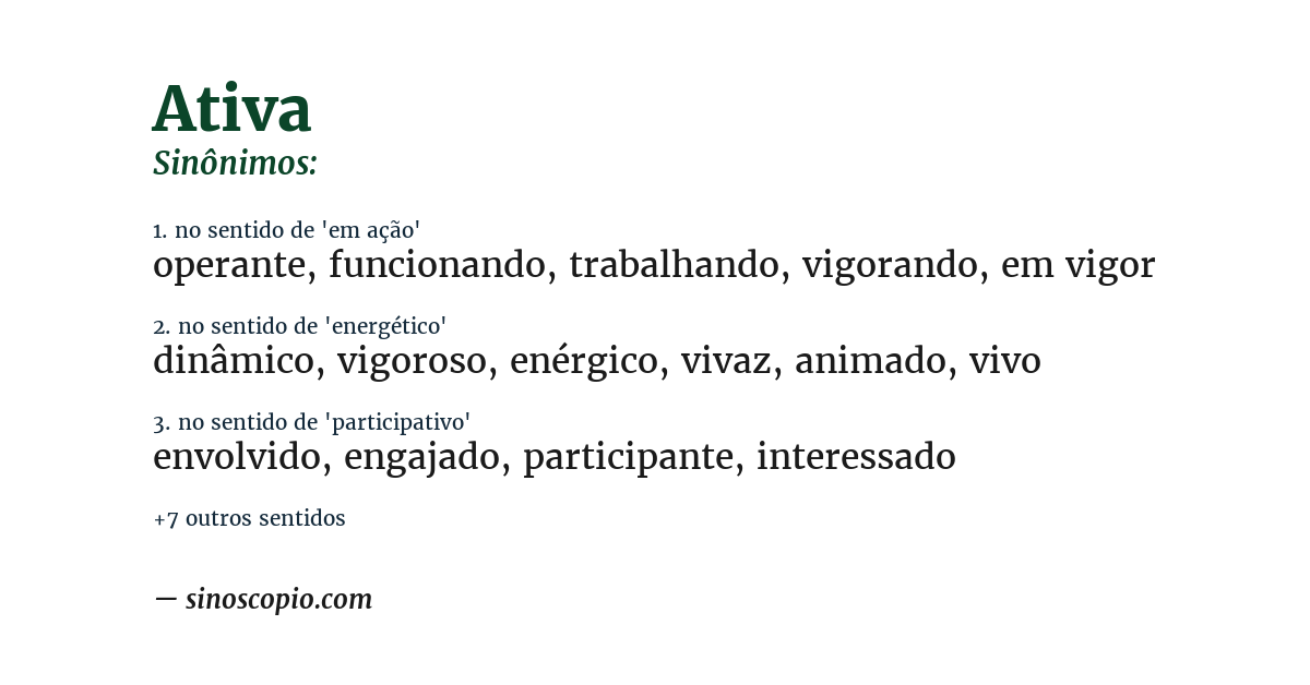 Sinônimo de ativa