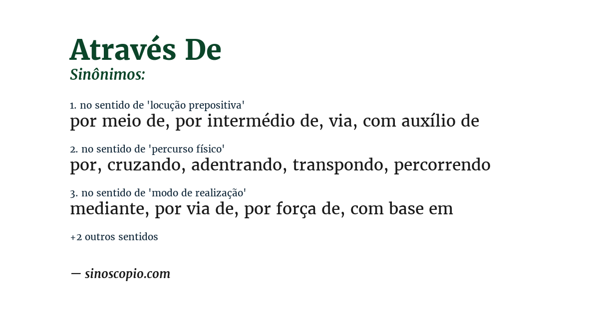 Sinônimo de através de