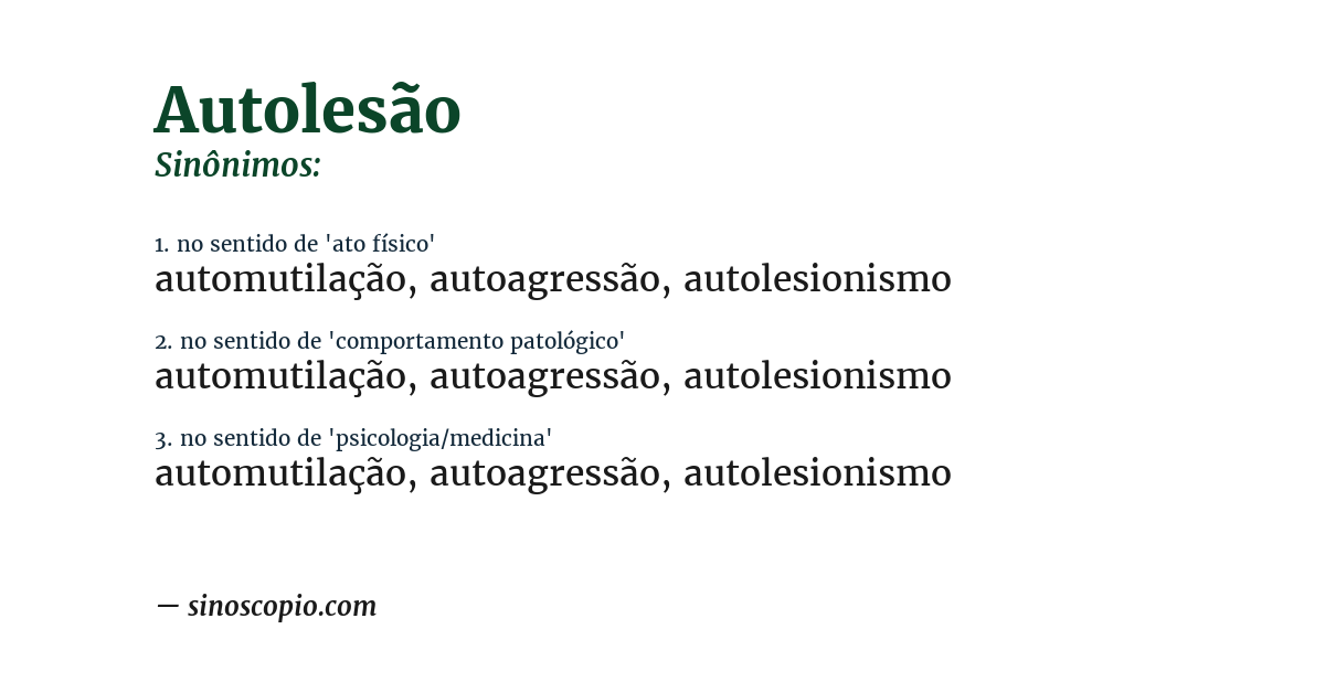 Sinônimo de autolesão