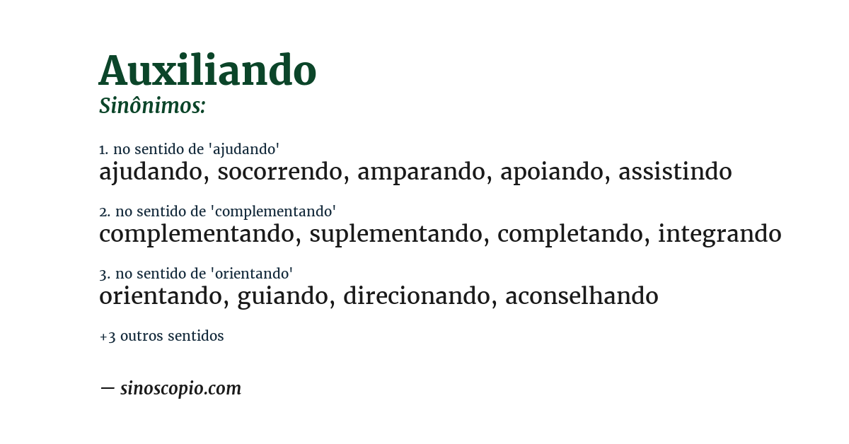 Sinônimo de auxiliando