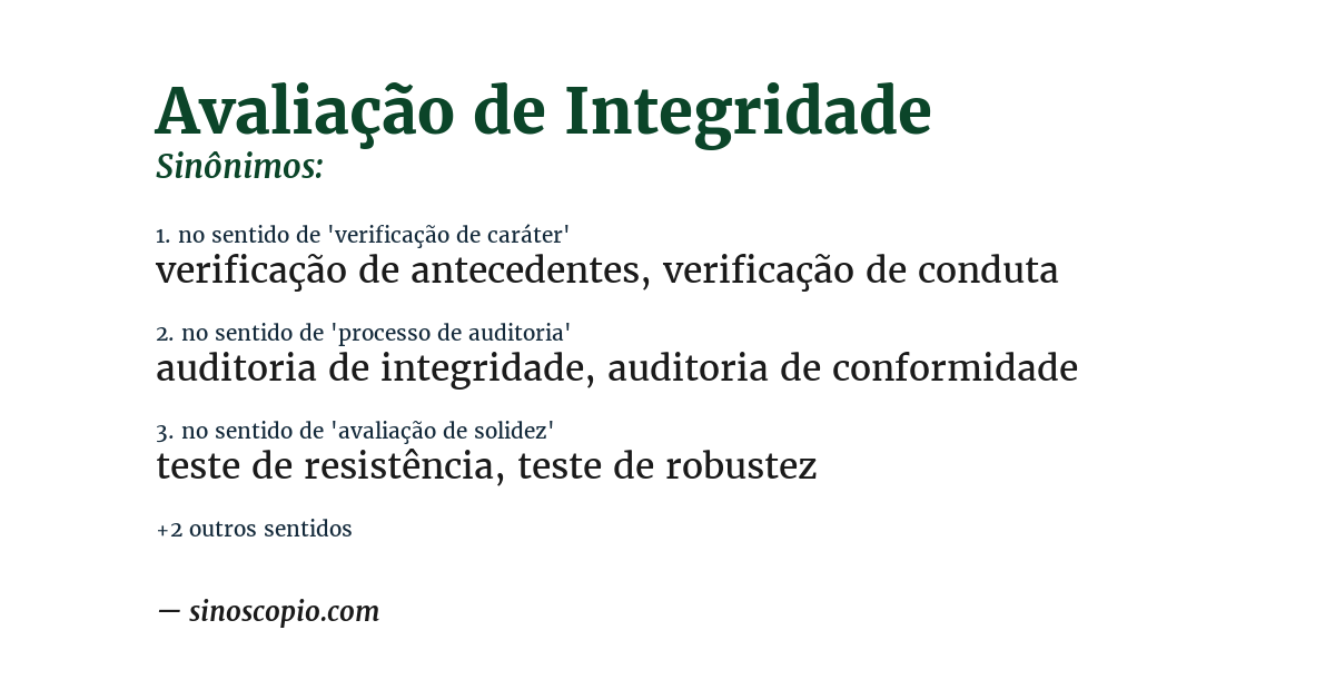 Sinônimo de avaliação de integridade