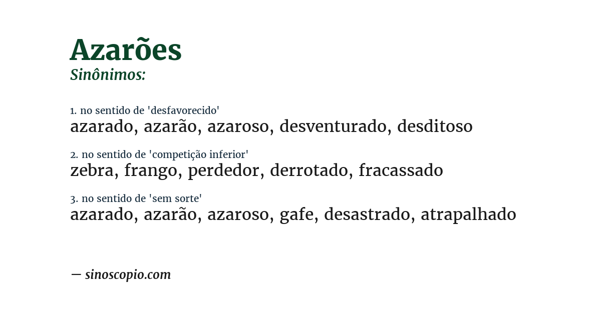 Sinônimo de azarões