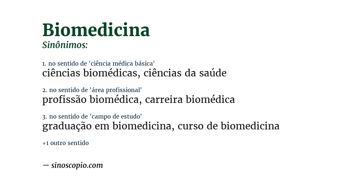 Sinônimo de biomedicina