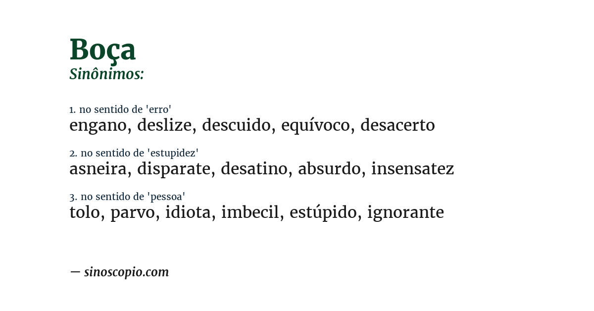 Sinônimo de boça
