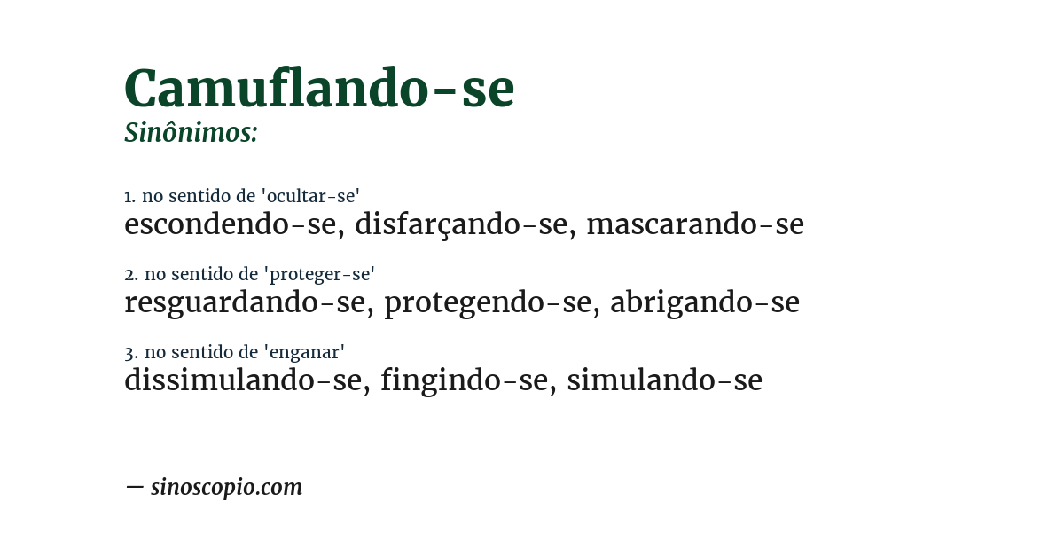 Sinônimo de camuflando-se