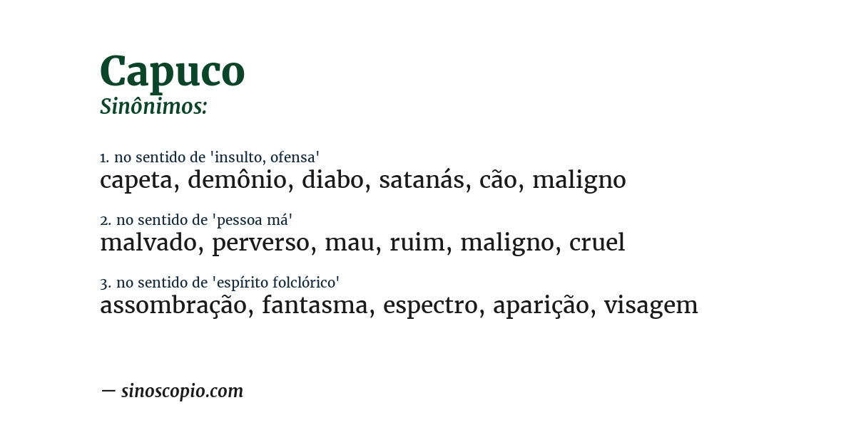 Sinônimo de capuco