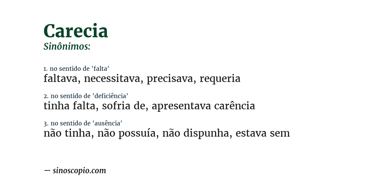 Sinônimo de carecia